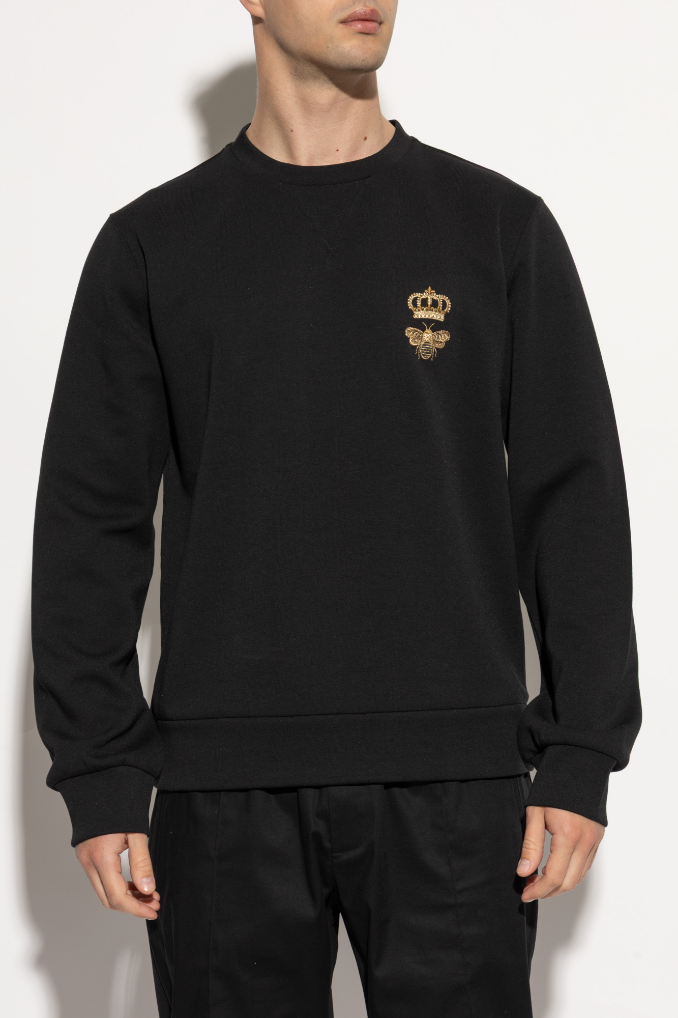 Black Sweatshirt with logo embroidered with lurex thread